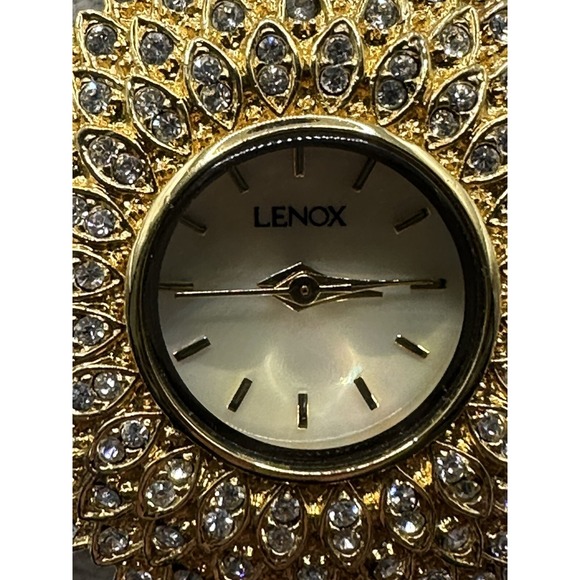 Lenox Womens Cuff‎ Watch Gold Tone New Battery Crystals 32MM Analog 6.5\